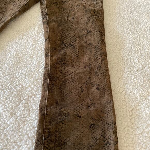 Zara Woman Snake Print Corduroy Skinny Pants Brown Stretch Mid Rise Size 6 - Picture 3 of 9
